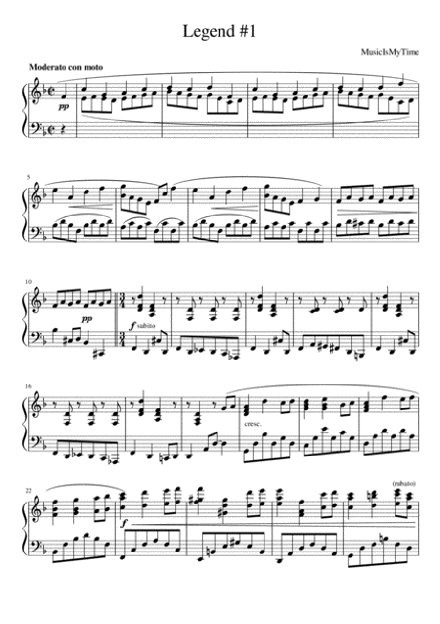 Legend №1 Piano Solo scores gallery preview page 1