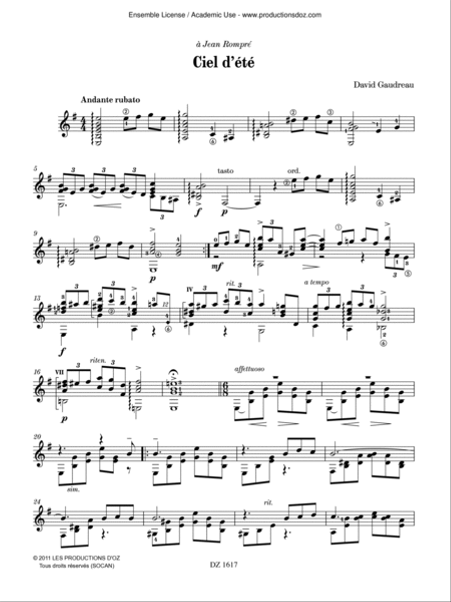 Ciel d’été Ciel d’été Classical Guitar scores gallery preview page 2