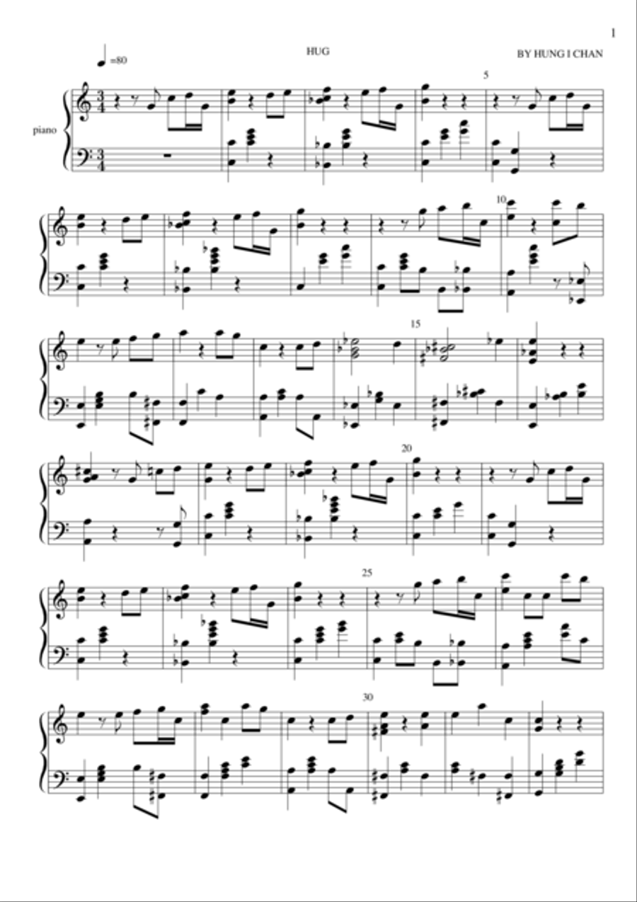 hug Piano Solo scores gallery preview page 1