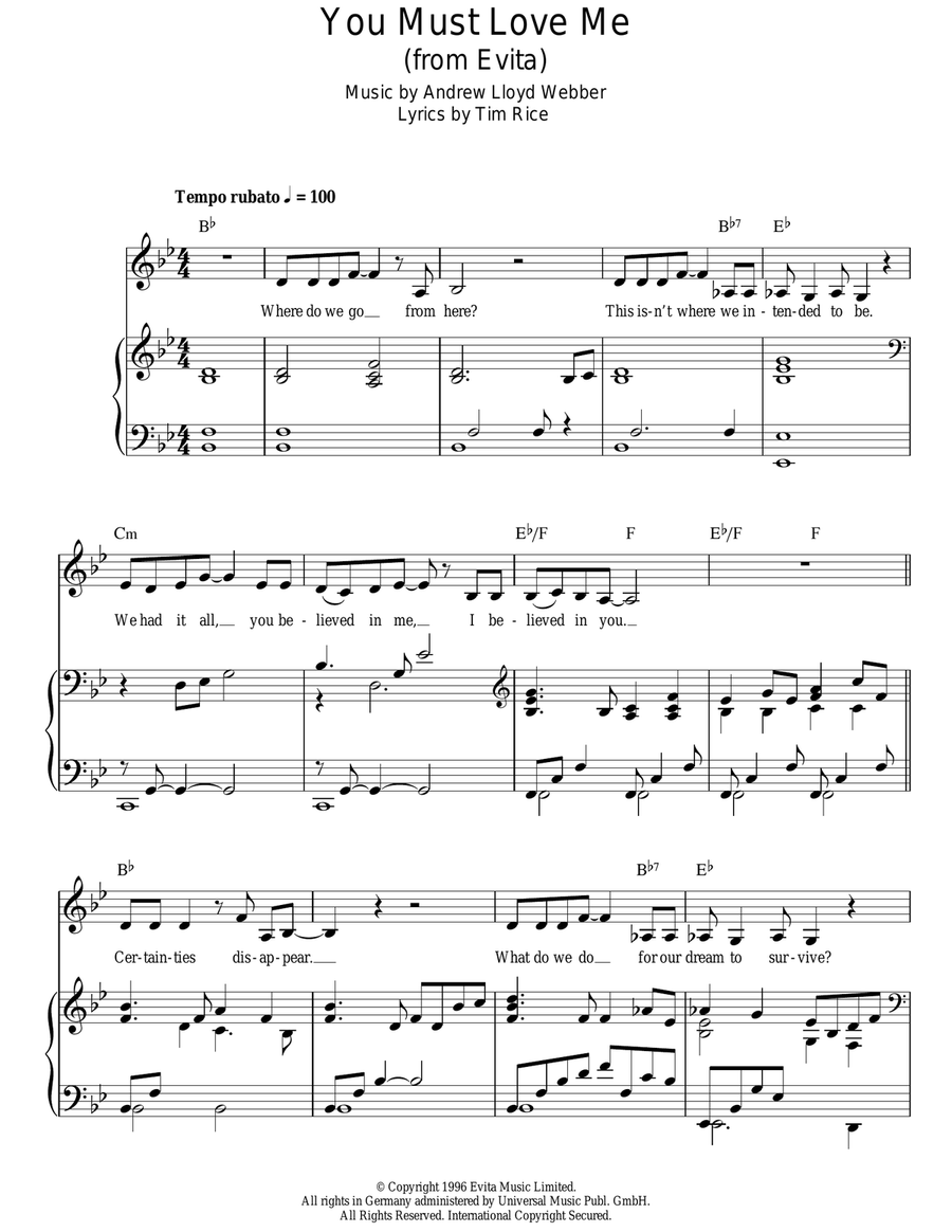 You Must Love Me Guitar scores gallery preview page 1