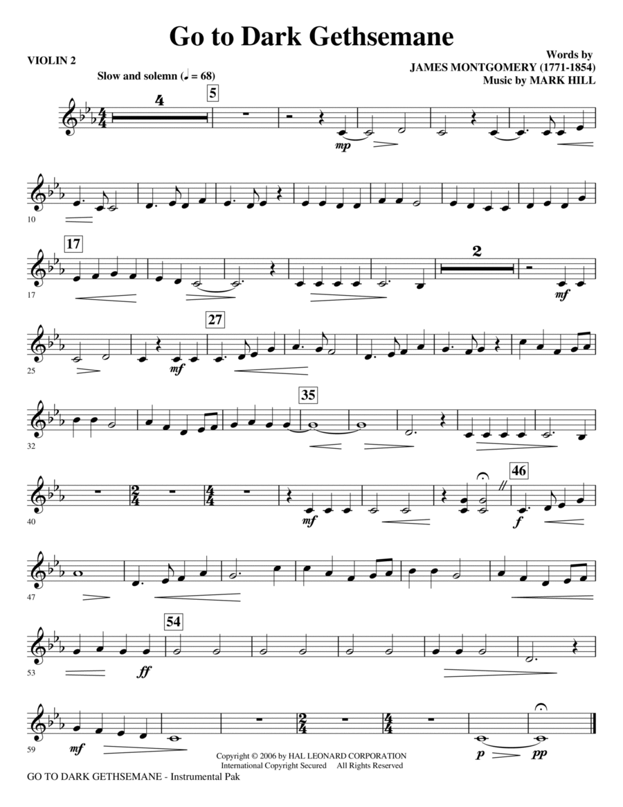Go To Dark Gethsemane - Violin 2 Choir scores gallery preview page 1