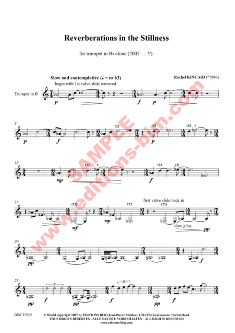 Reverberations in the Stillness Trumpet Solo scores gallery preview page 2