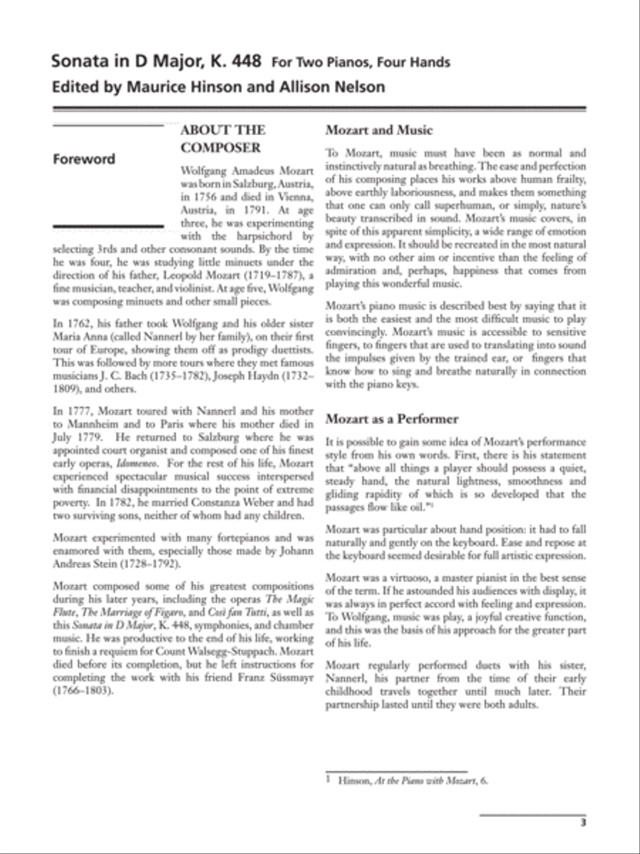 Mozart: Sonata in D Major, K. 448 - Piano Duo (2 Pianos, 4 Hands) Piano Duet scores gallery preview page 3