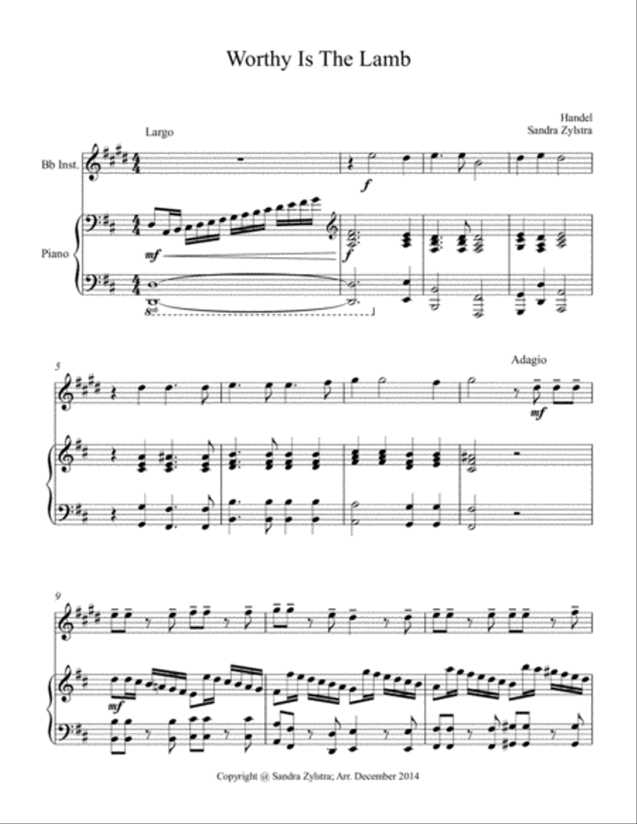 Worthy Is The Lamb (treble Bb instrument solo) Piano scores gallery preview page 2