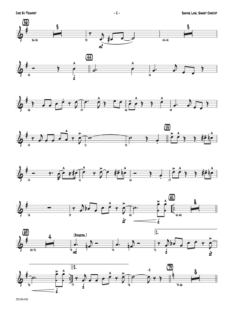 Swing Low, Sweet Chariot: 2nd B-flat Trumpet B-Flat Trumpet scores gallery preview page 2