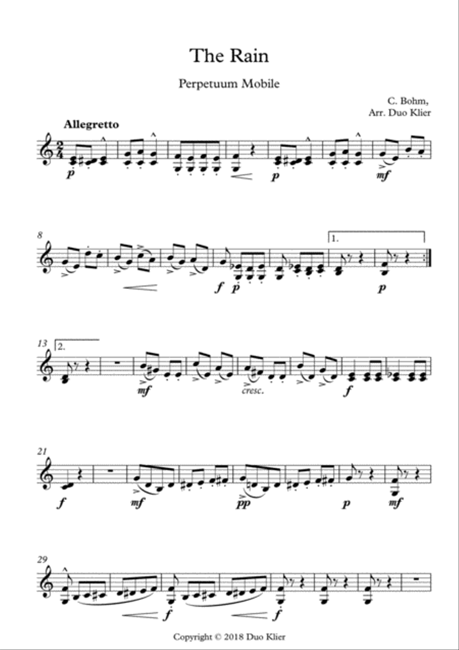 Bohm - The Rain, 2nd violin accompaniment Violin Solo scores gallery preview page 2