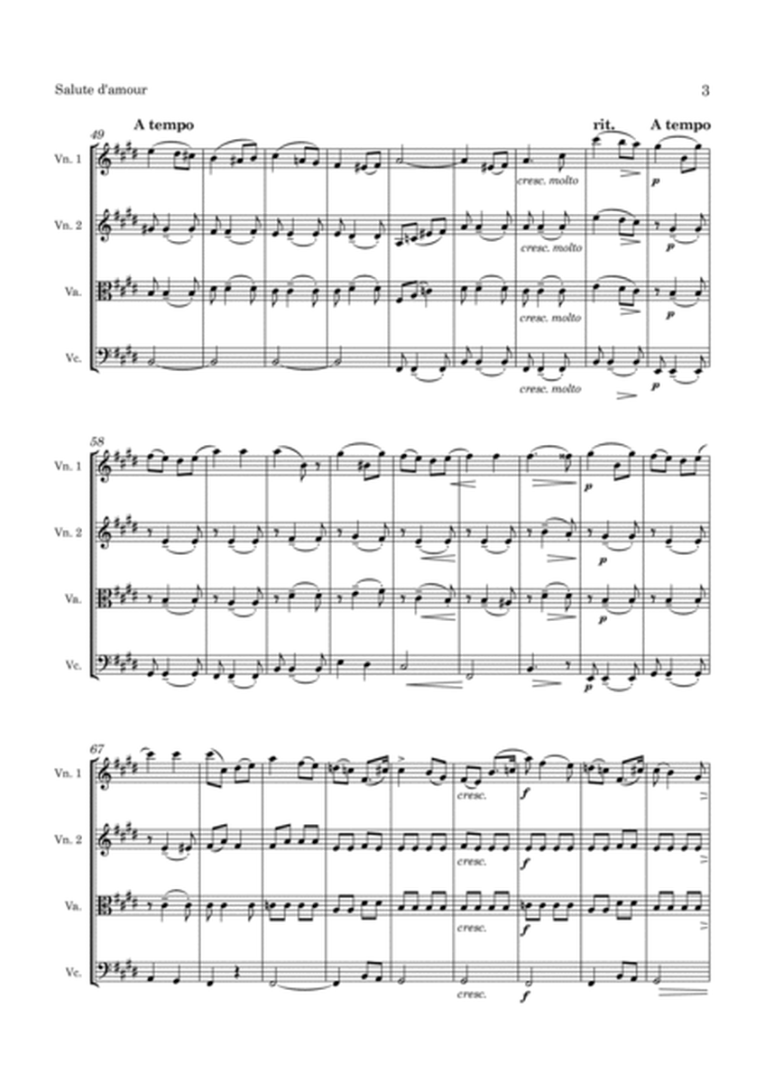 Elgar Salut d'amour Op. 12 for String Quartet image number null