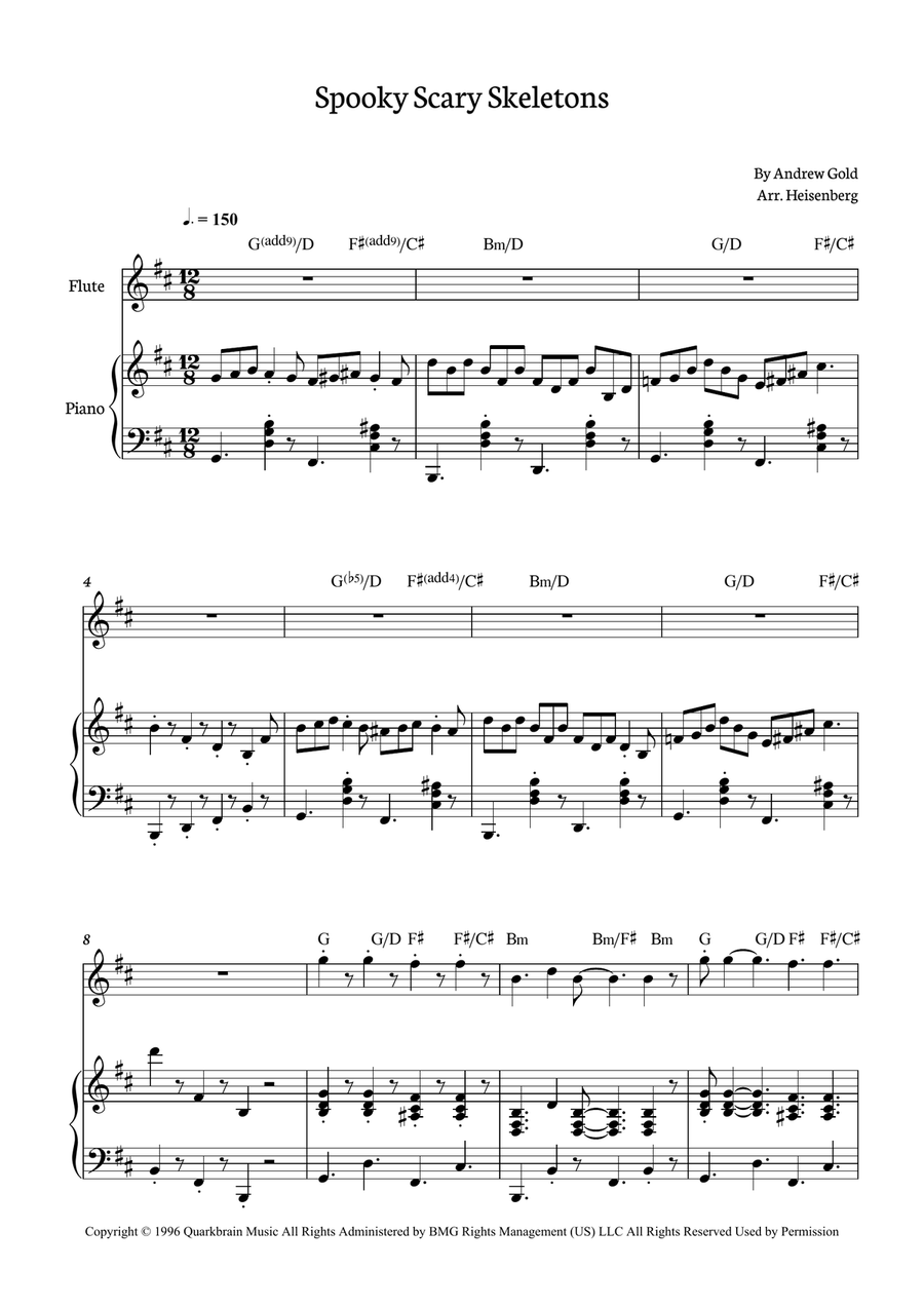 Spooky Scary Skeletons Flute scores gallery preview page 1