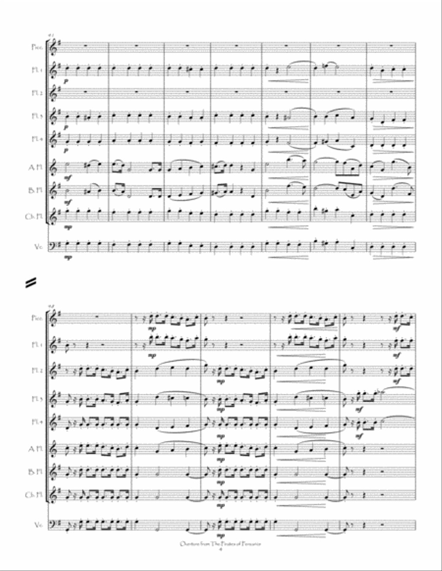 Overture from The Pirates of Penzance for Flute Choir Flute Choir scores gallery preview page 6