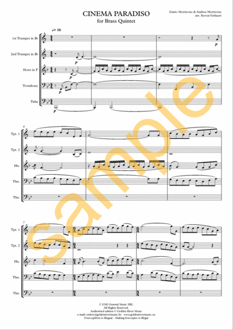 Cinema Paradiso - brass quintet image number null