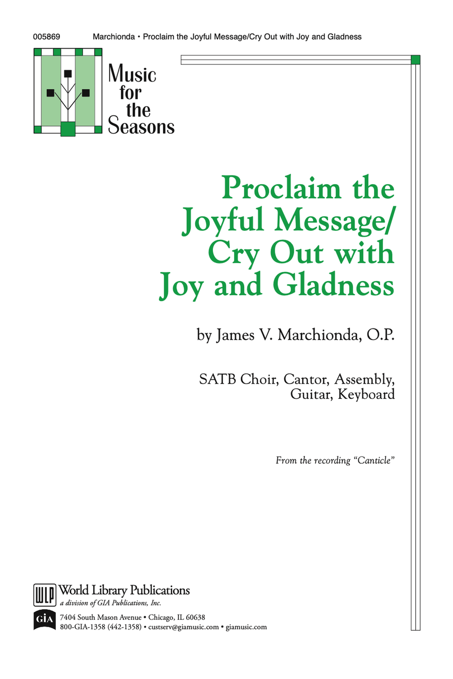 Proclaim the Joyful Message / Cry Out With Joy and Gladness 4-Part scores gallery preview page 1