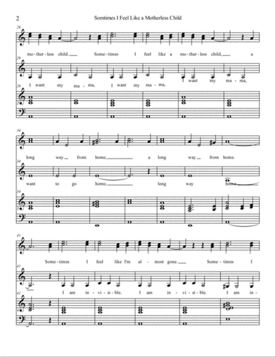 Sometimes I Feel Like a Motherless Child SSA scores gallery preview page 2