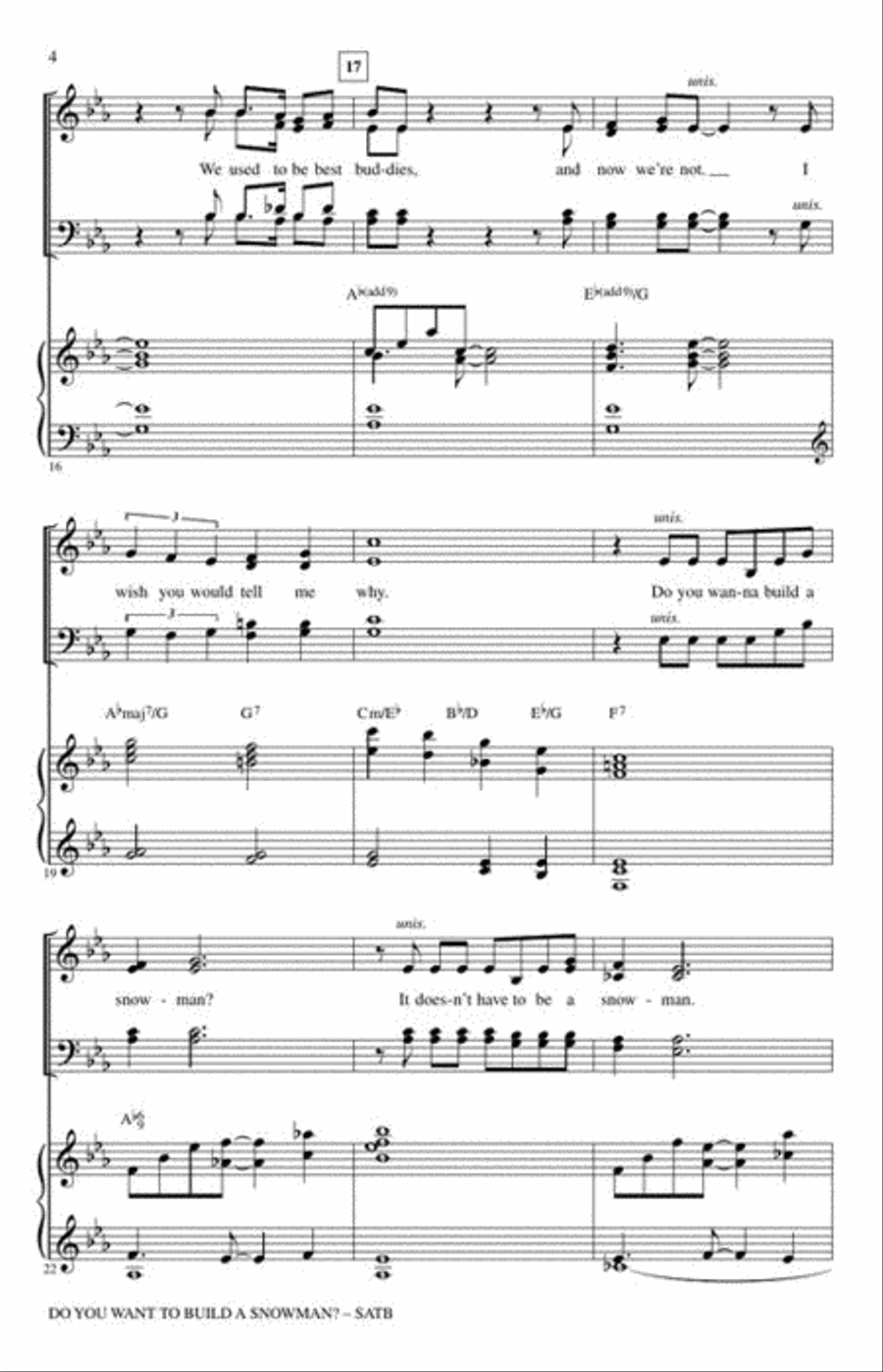 Do You Want to Build a Snowman? 4-Part scores gallery preview page 5