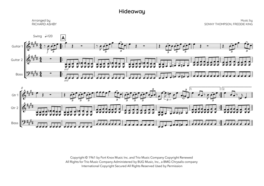 Hide Away Electric Guitar scores gallery preview page 1