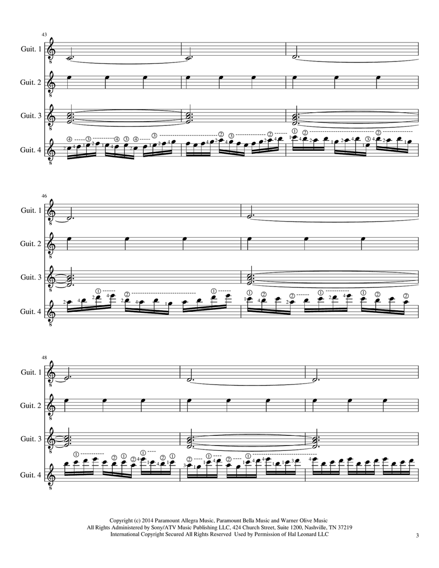 First Step from the Paramount Pictures film INTERSTELLAR Guitar Ensemble scores gallery preview page 3