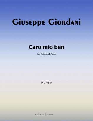 Book cover for Caro mio ben, by Giordani, in E Major