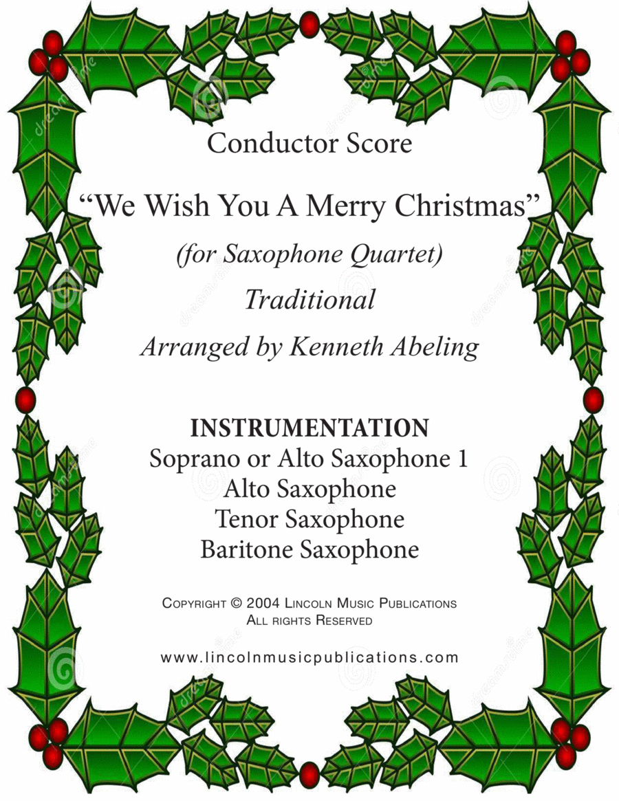 We Wish You a Merry Christmas (Saxophone Quartet SATB or AATB) Saxophone Quartet scores gallery preview page 1