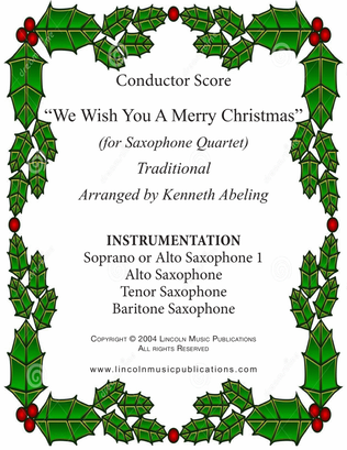 We Wish You a Merry Christmas (Saxophone Quartet SATB or AATB)