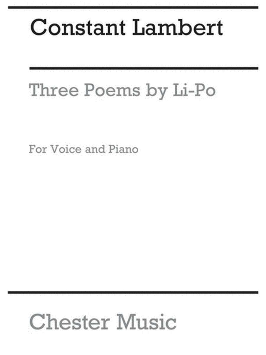 Lambert - 3 Poems Of Li-Po Medium Voice/Piano