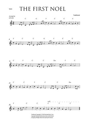 The First Noel (Violin with Chord Chart)