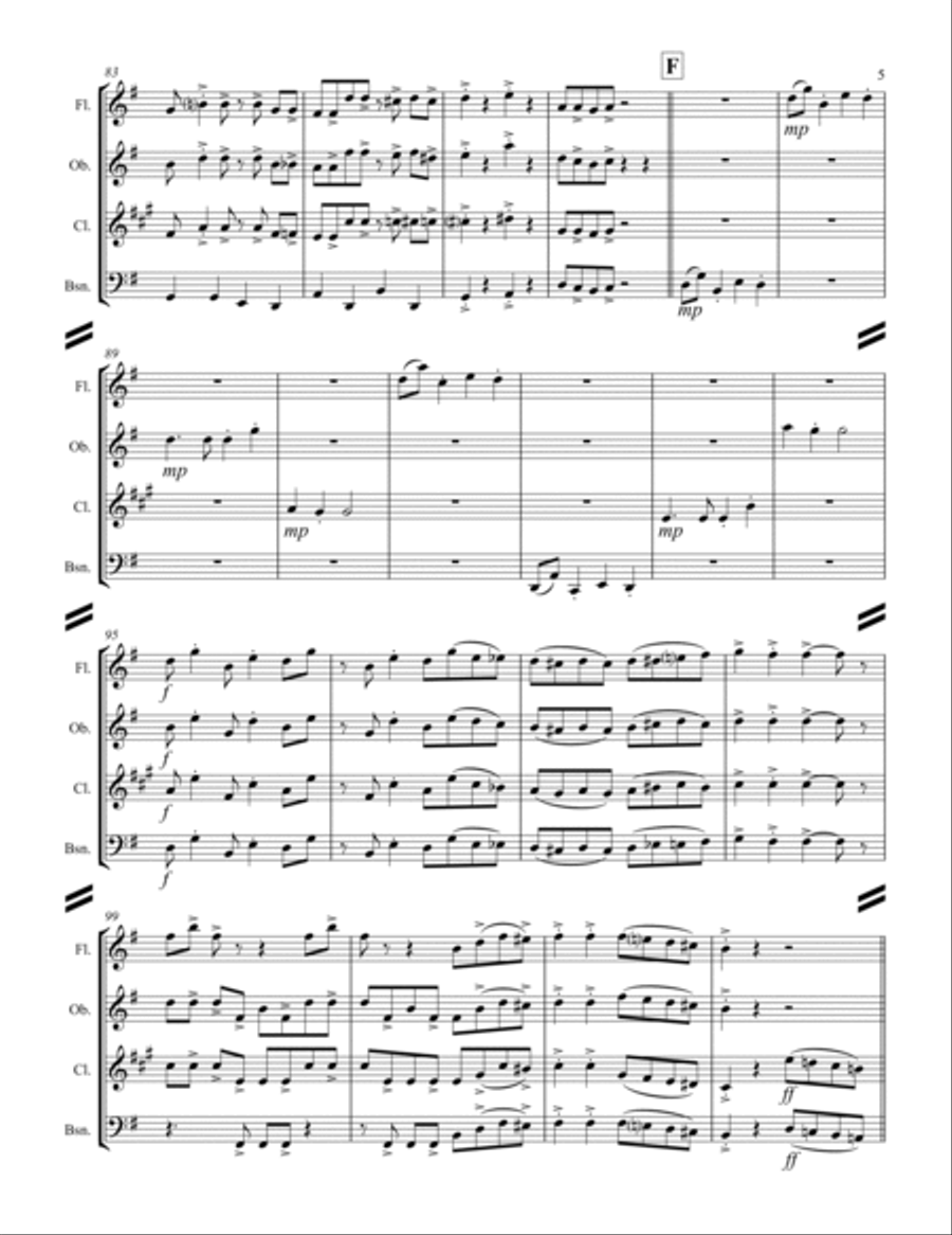 Parade of the Wooden Soldiers (for Woodwind Quartet) Woodwind Quartet scores gallery preview page 6