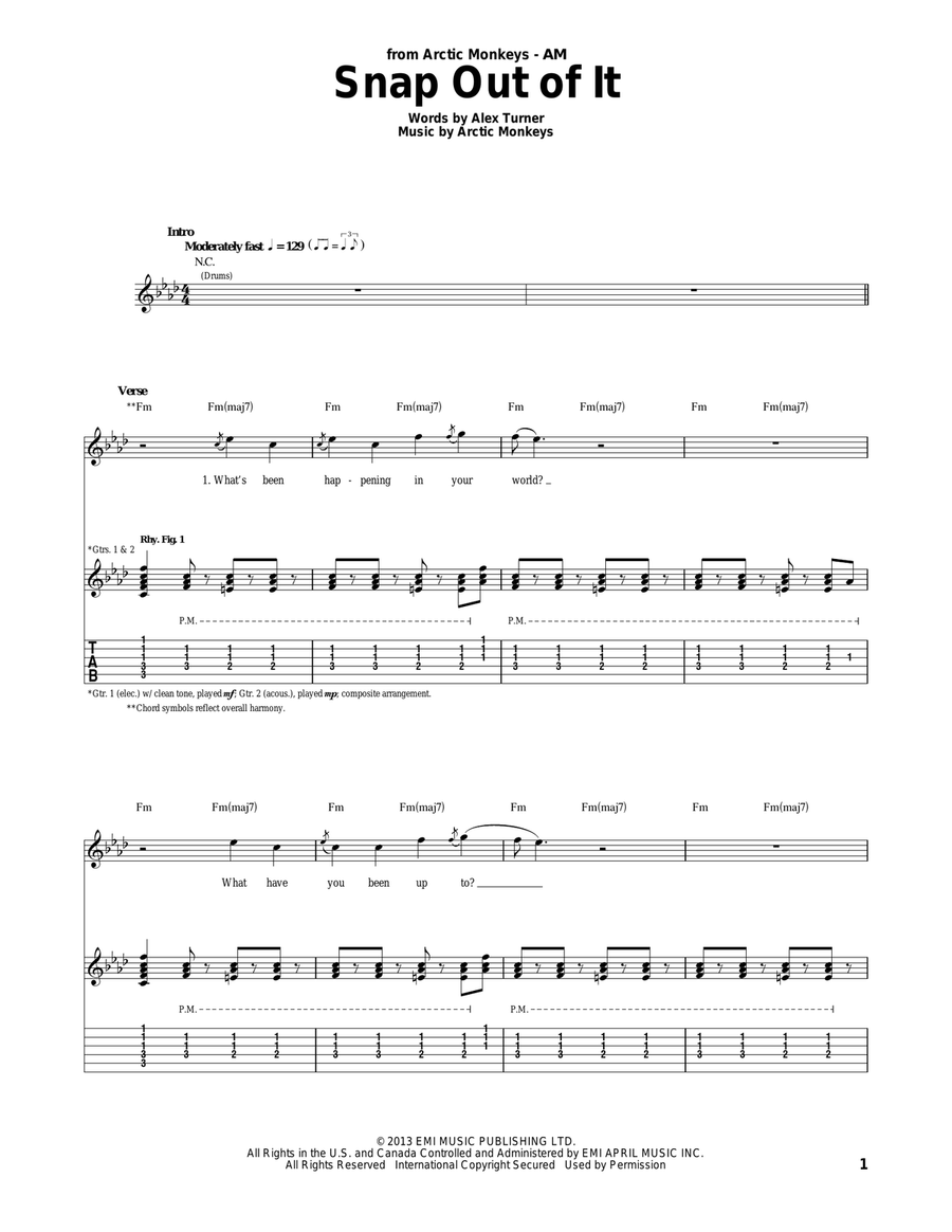 Snap Out Of It Acoustic Guitar scores gallery preview page 1