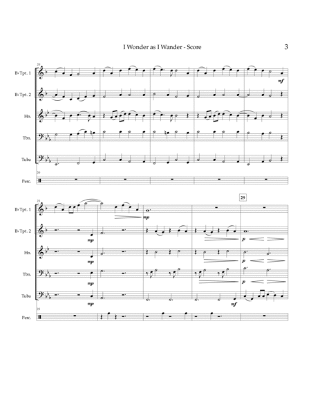 I Wonder As I Wander by John Jacob Niles Brass Ensemble - Digital Sheet Music