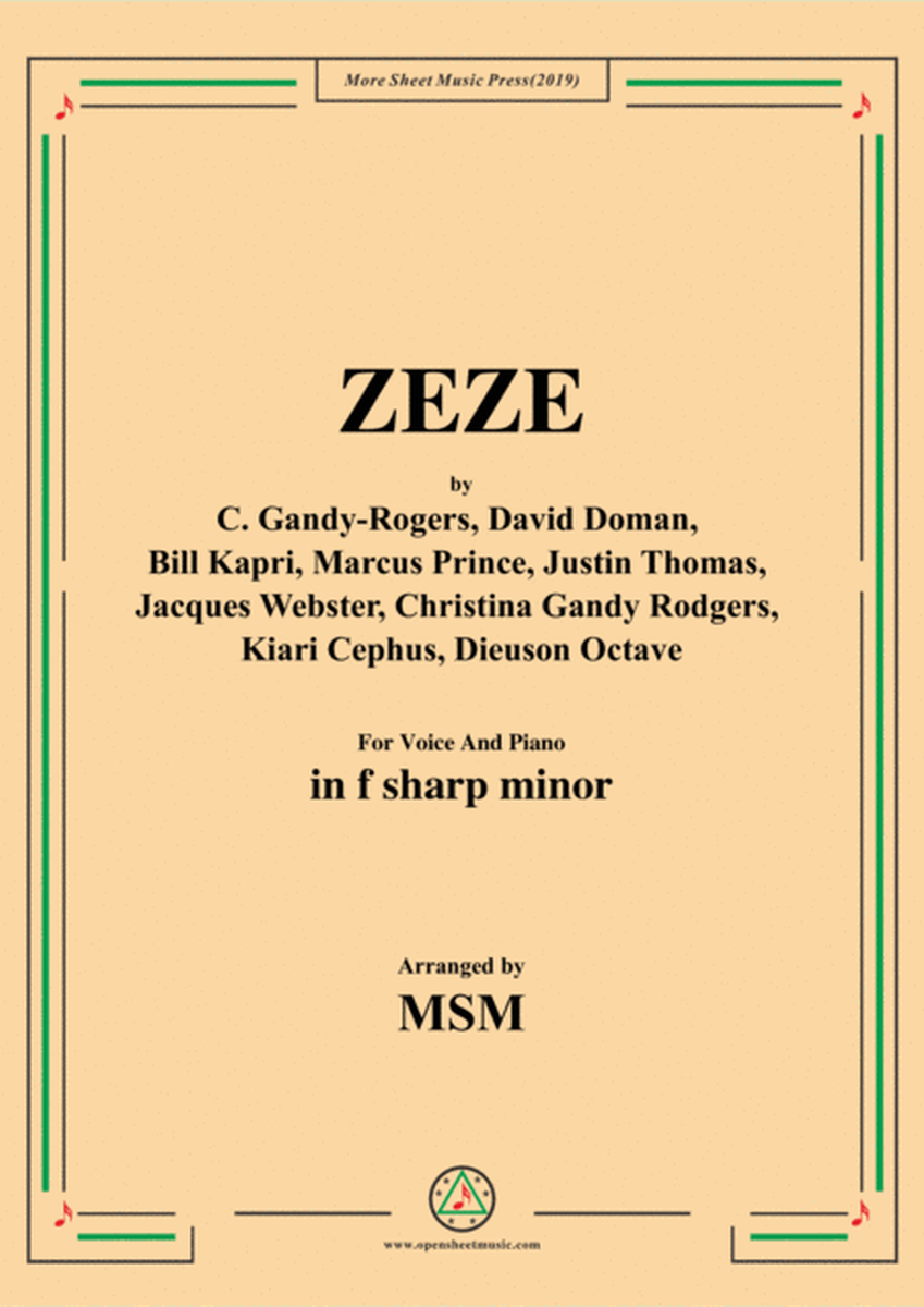 ZEZE,in f sharp mionr,for Voice And Piano