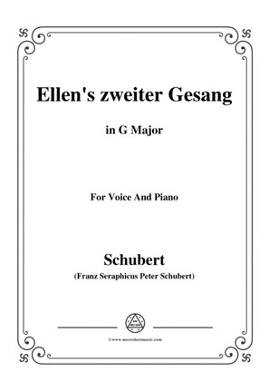 Book cover for Schubert-Ellens Gesang II,Op.52 No.2,in G Major,for Voice&Piano