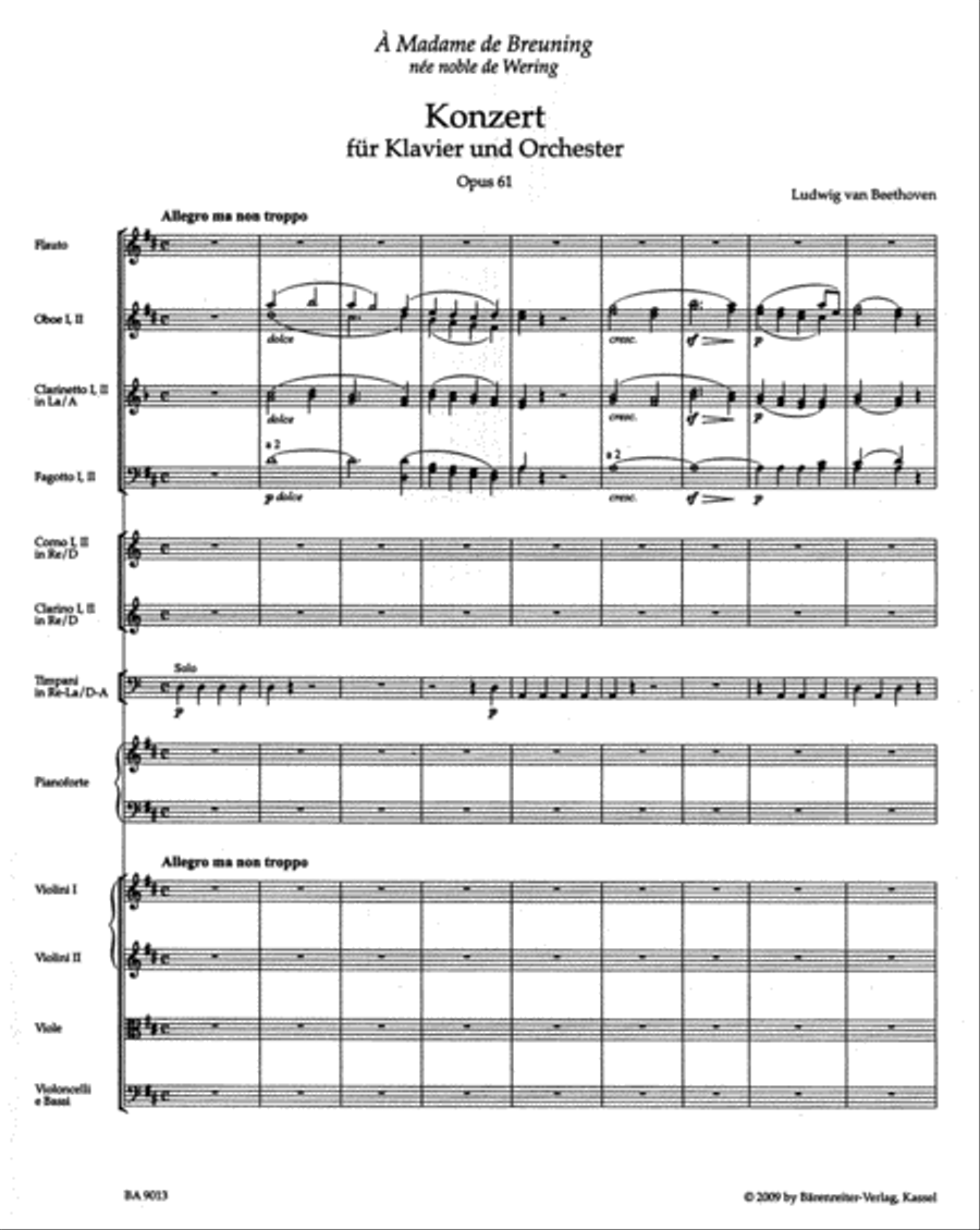 Concerto for Piano and Orchestra D major op. 61 Orchestra scores gallery preview page 2