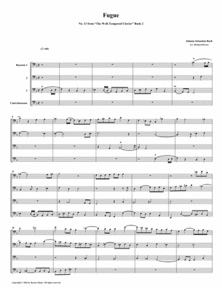 Fugue 13 from Well-Tempered Clavier, Book 2 (Bassoon Quartet)