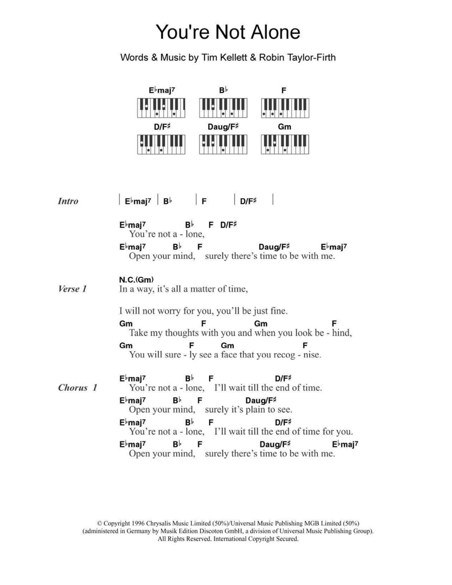 You're Not Alone Piano scores gallery preview page 1