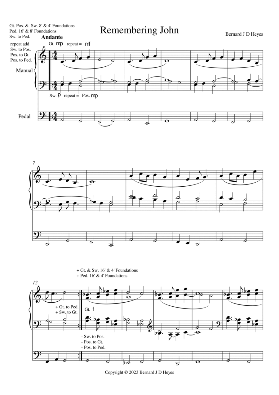 Remembering John Organ Solo scores gallery preview page 1