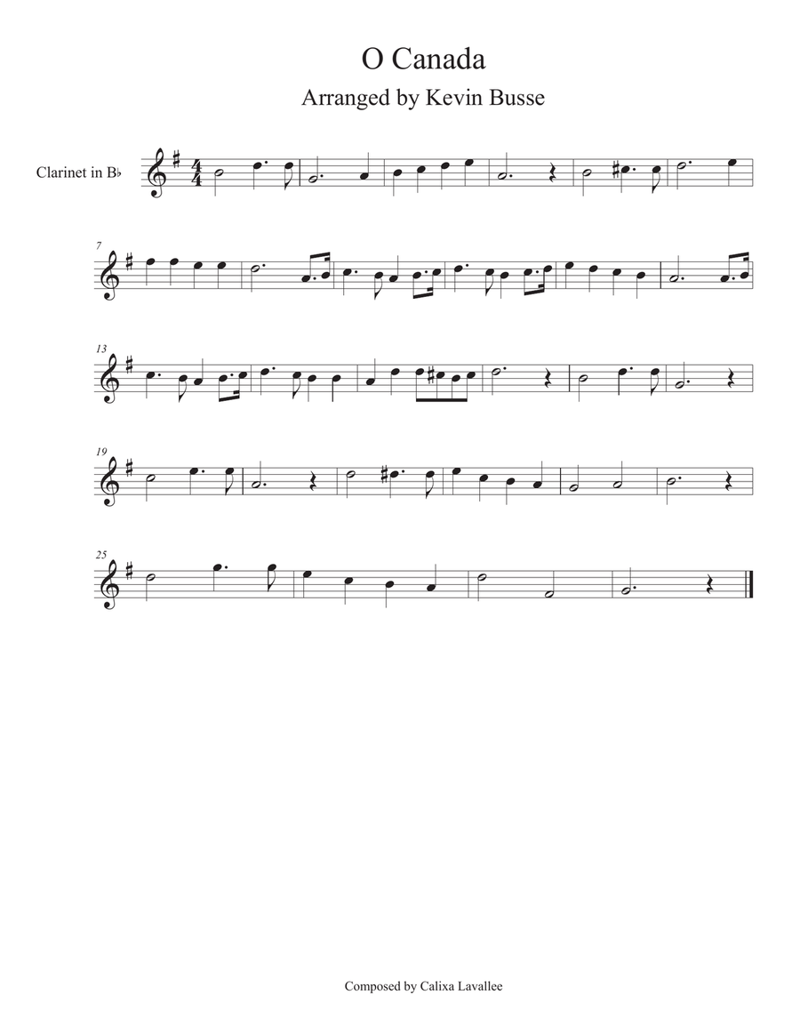 O Canada - Clarinet O Canada - Clarinet Clarinet Solo scores gallery preview page 1