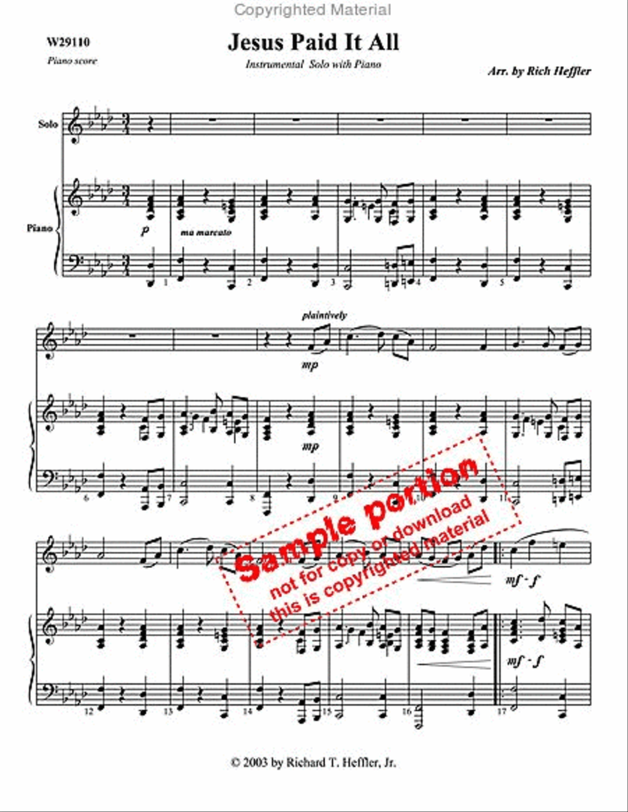 Jesus Paid It All Piano Accompaniment scores gallery preview page 2