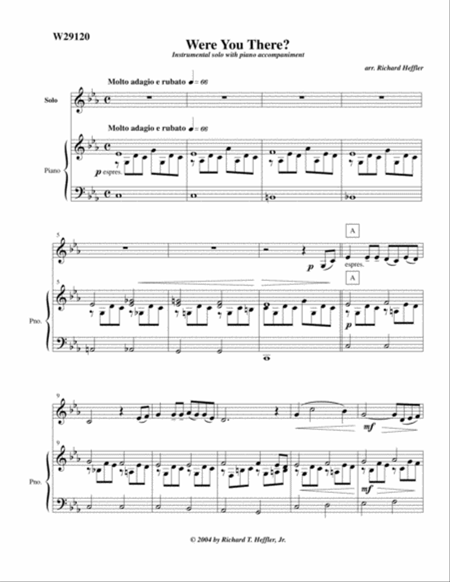 Were You There Were You There Cello Solo scores gallery preview page 1