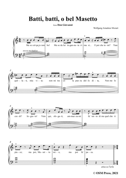 Mozart-Batti,batti,o bel Masetto,in C Major,from 'Don Giovanni,K.527',for Voice and Piano