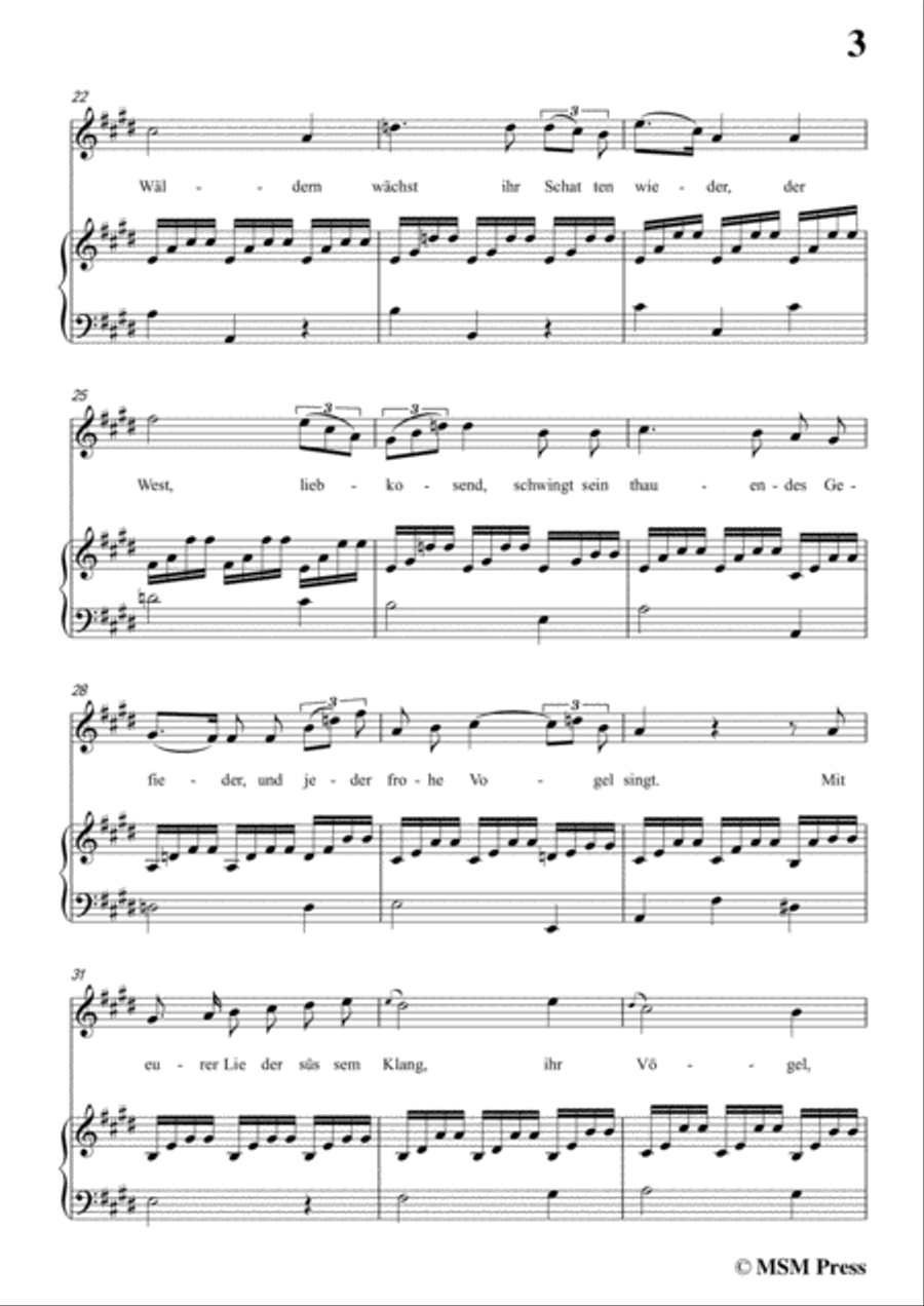 Schubert-Gott im Frühling,in E Major,for Voice&Piano Voice scores gallery preview page 5
