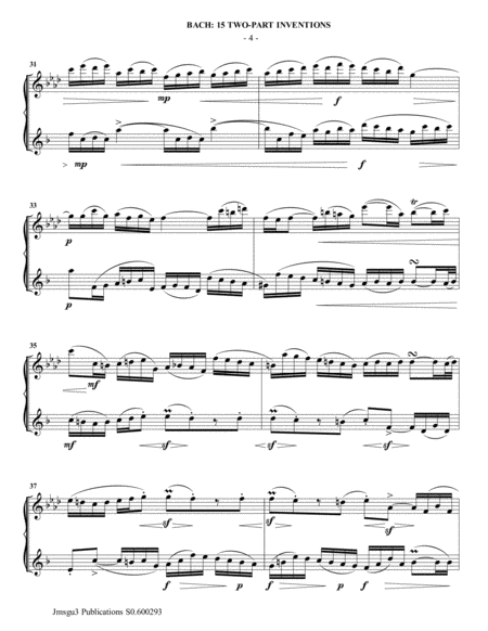Bach: 15 Two-Part Inventions for Alto Flute & Bass Clarinet image number null