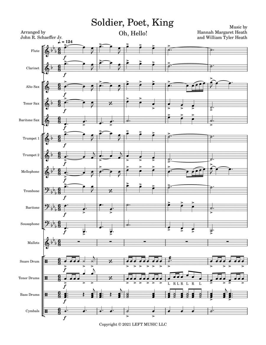Soldier, Poet, King Marching Band scores gallery preview page 1
