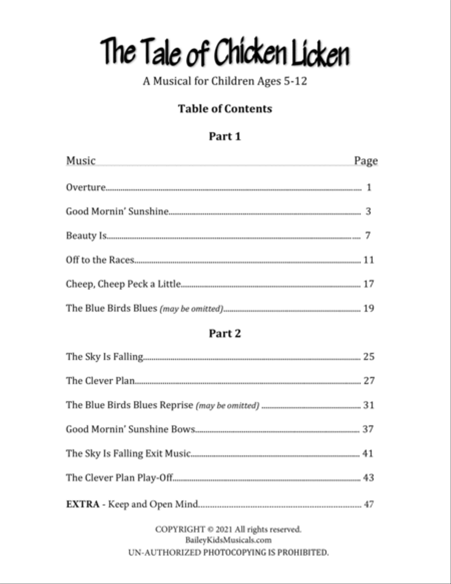 The Tale of Chicken Licken - Score Part 1 2021 Piano, Vocal, Guitar scores gallery preview page 2