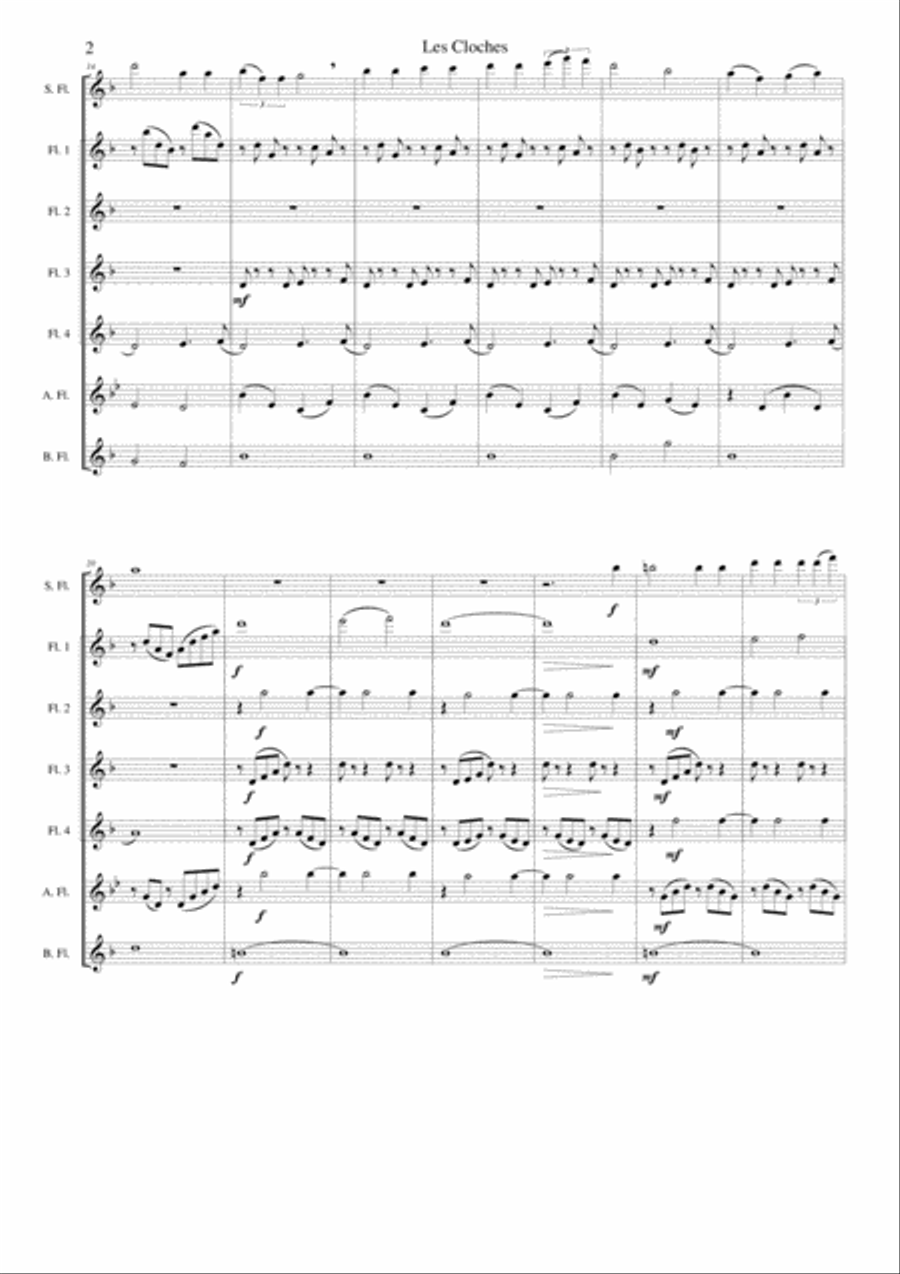 Les Cloches for flute solo and flute choir Flute Choir scores gallery preview page 2
