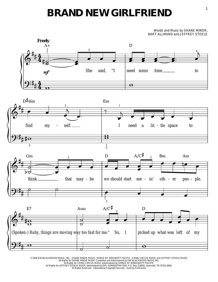 Brand New Girlfriend Brand New Girlfriend Easy Piano scores gallery preview page 1