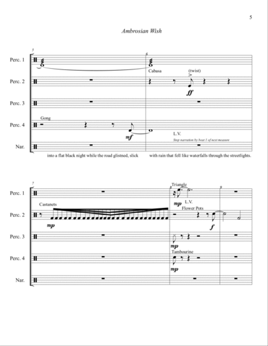 Ambrosian Wish - Percussion Ensemble with Narrator Percussion Ensemble scores gallery preview page 5