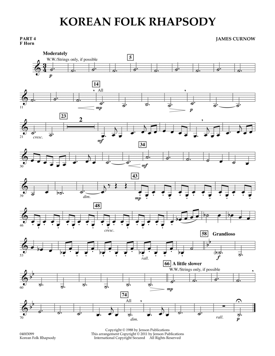 Korean Folk Rhapsody - Pt.4 - F Horn