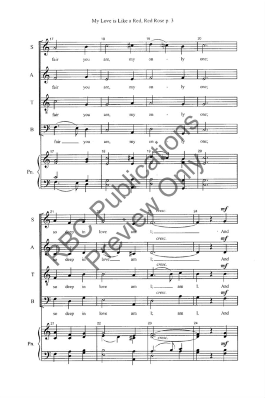 My Love Is Like A Red, Red Rose (SATB) 4-Part scores gallery preview page 5