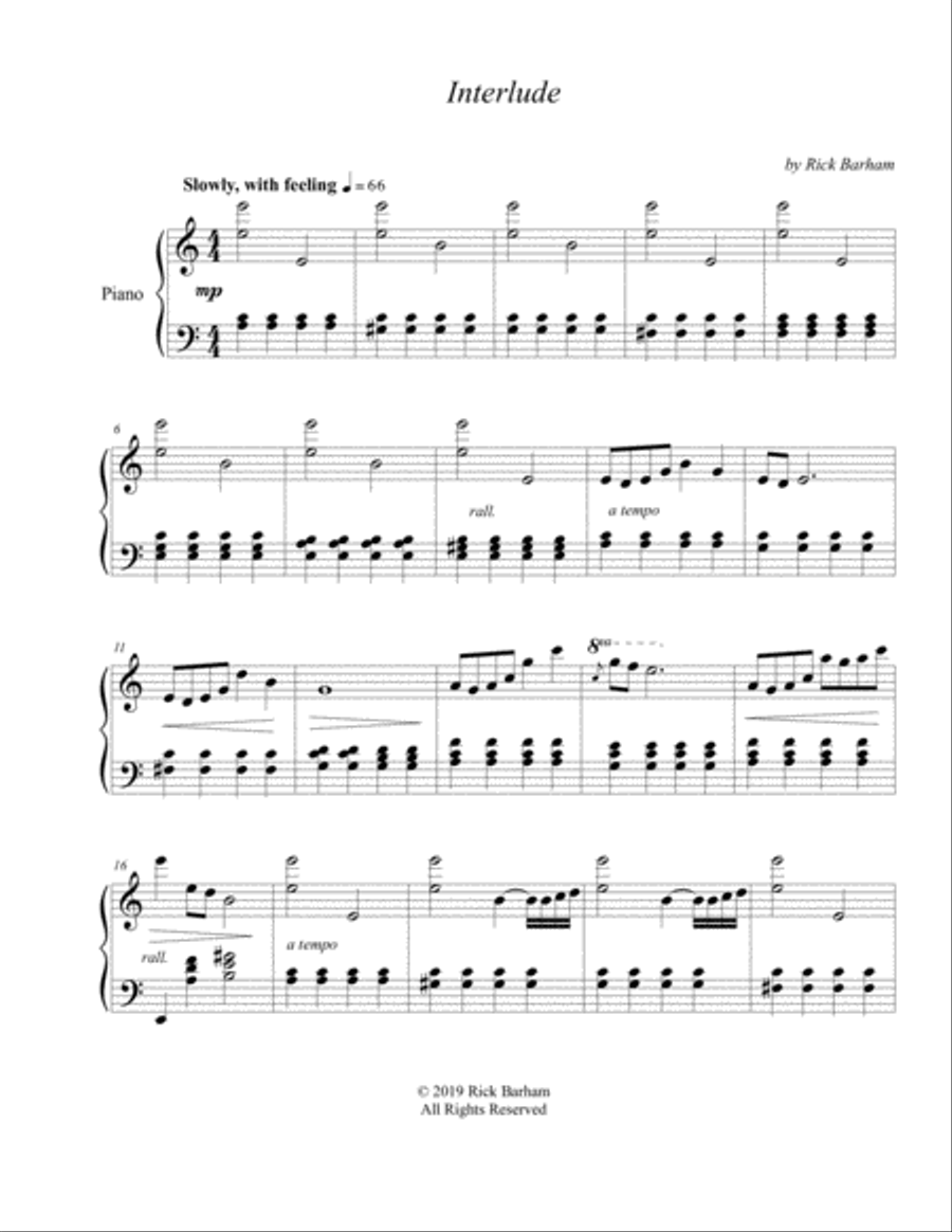 Interlude Interlude Piano Solo scores gallery preview page 1