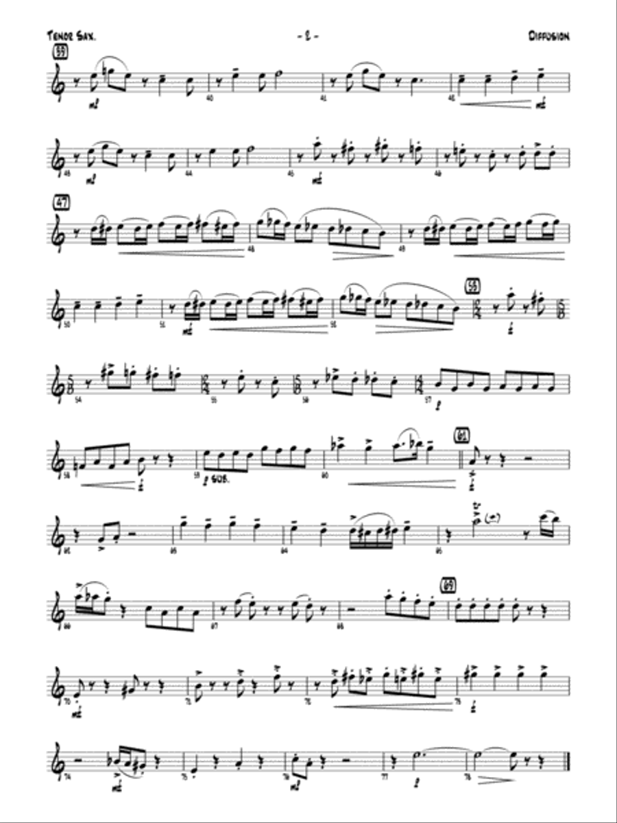 Diffusion for Sax Quartet: B-flat Tenor Saxophone Saxophone Quartet scores gallery preview page 3