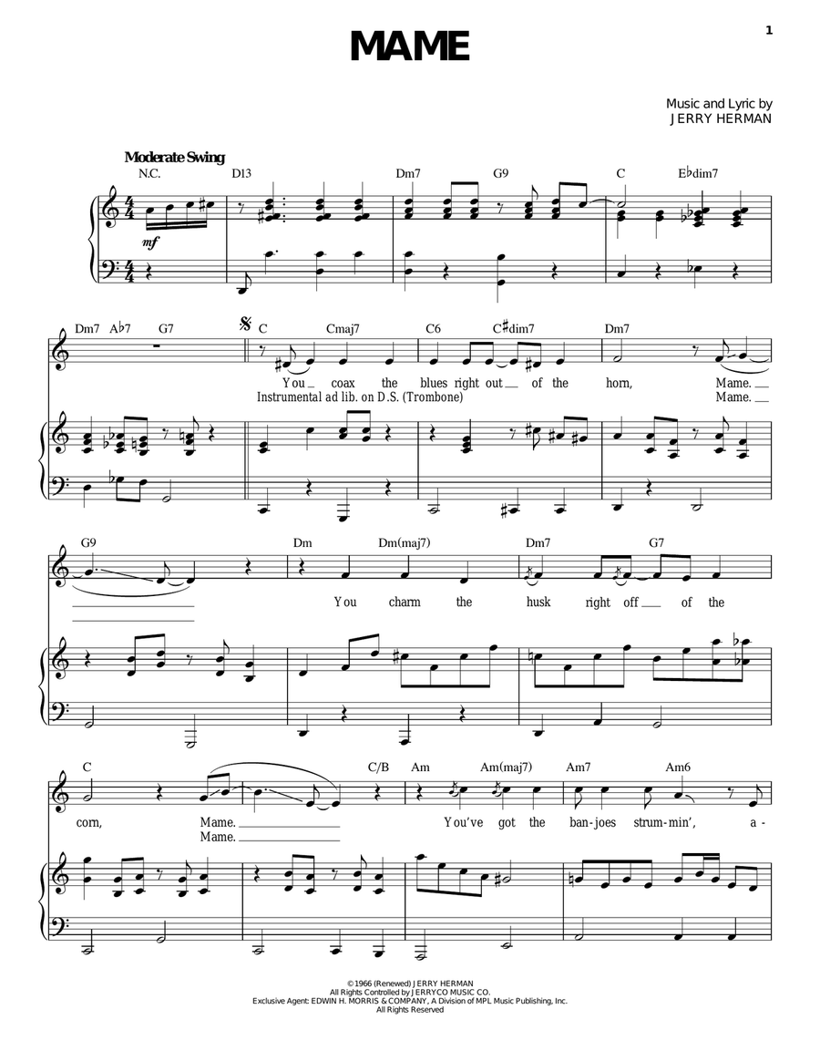 Mame Piano, Vocal scores gallery preview page 1