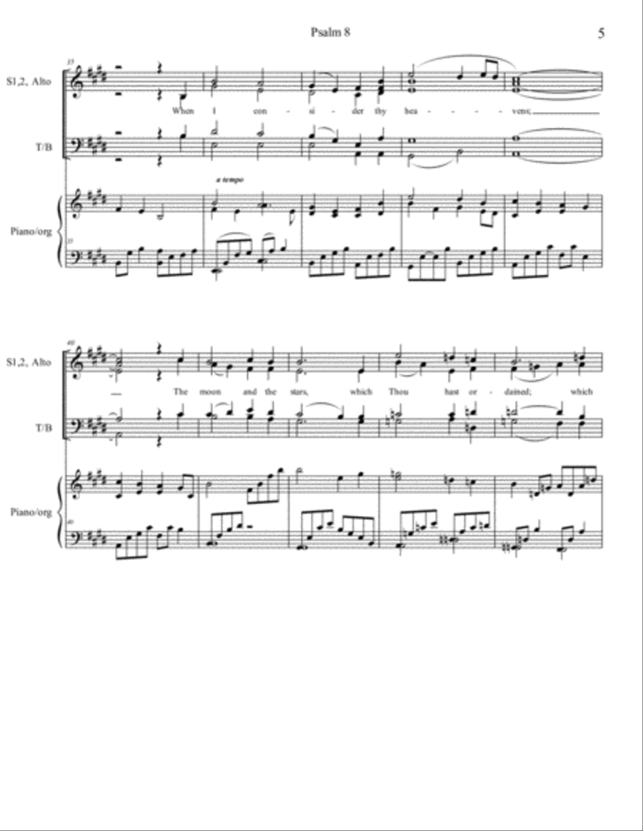 Psalm 8 4-Part scores gallery preview page 5